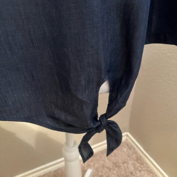 JONES NEW YORK Women’s Crew Neck Long Sleeve Blue Top Side Tie. SZ S/M NWT - Picture 3 of 7